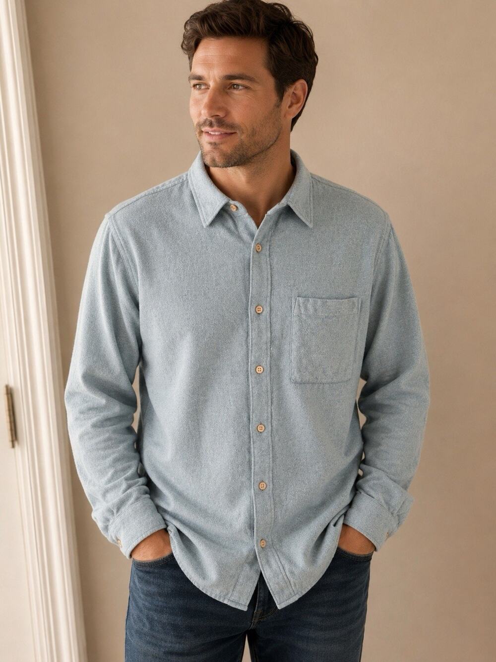 Madewell Mens Medium Perfect Fit Blue Flannel Shirt Cotton NWT